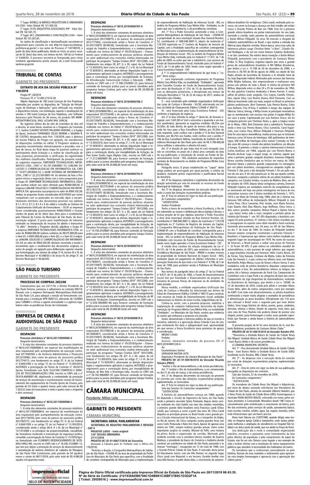 CÂMARA MUNICIPAL DECRETA: Mento Para Credenciamento De Pessoas Jurídicas Atuantes Nº 8610.2017/0000086-0, Em Especial Das Manifestações Da Ao Art