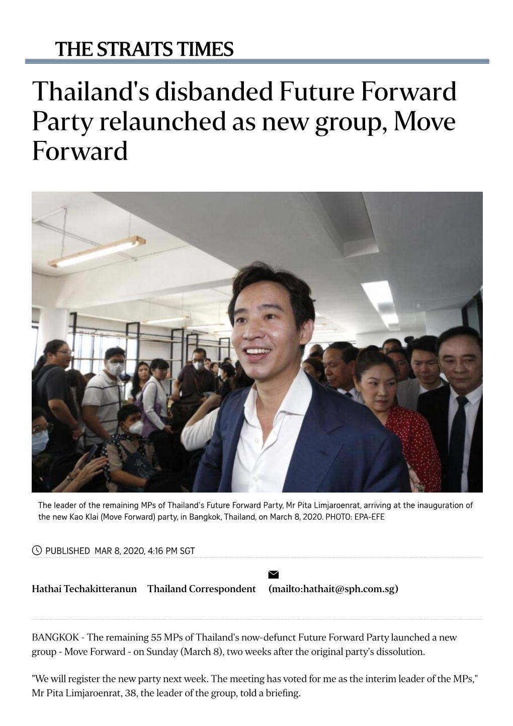 Thailand's Disbanded Future Forward Party Relaunched As New Group, Move Forward