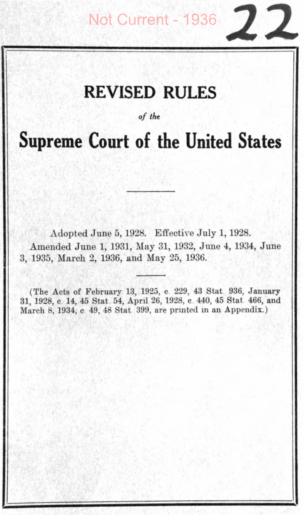 1936 Rules of the Supreme Court