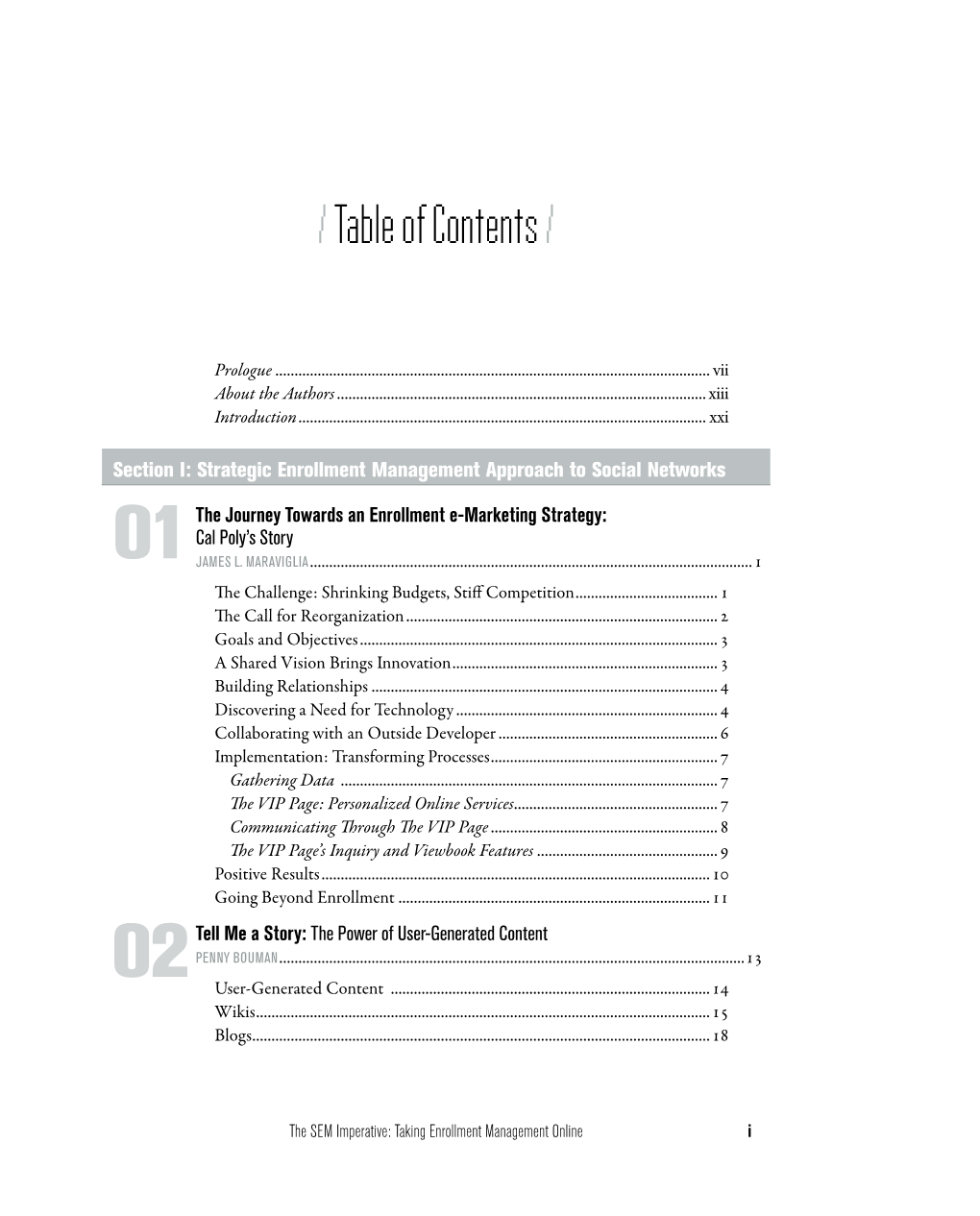 Table of Contents