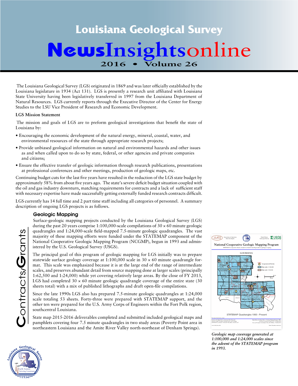 Louisiana Geological Survey Newsinsightsonline 2016 • Volume 26