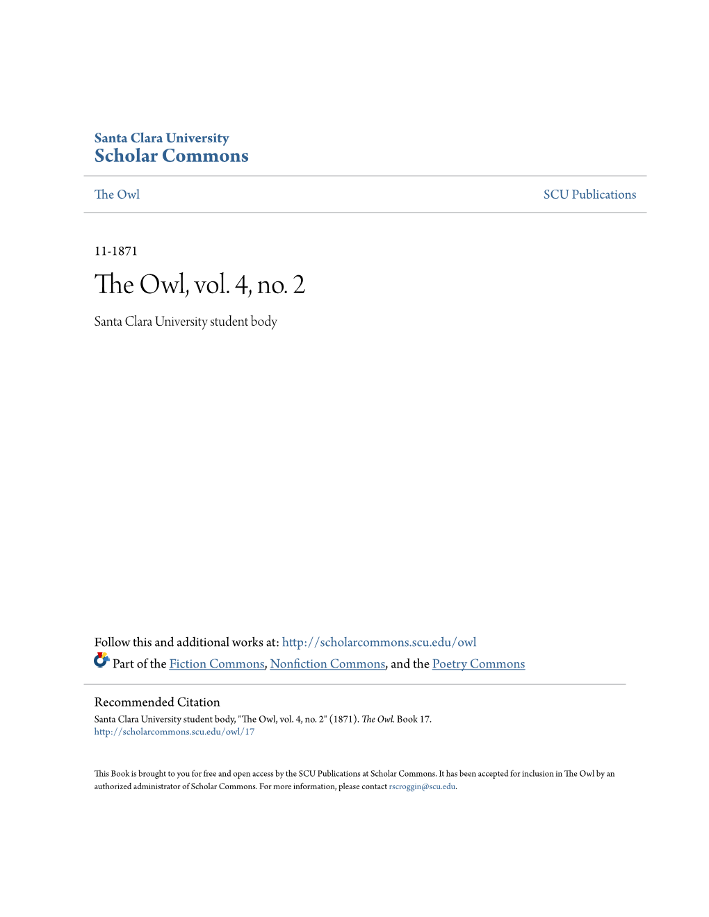 The Owl, Vol. 4, No. 2 Santa Clara University Student Body