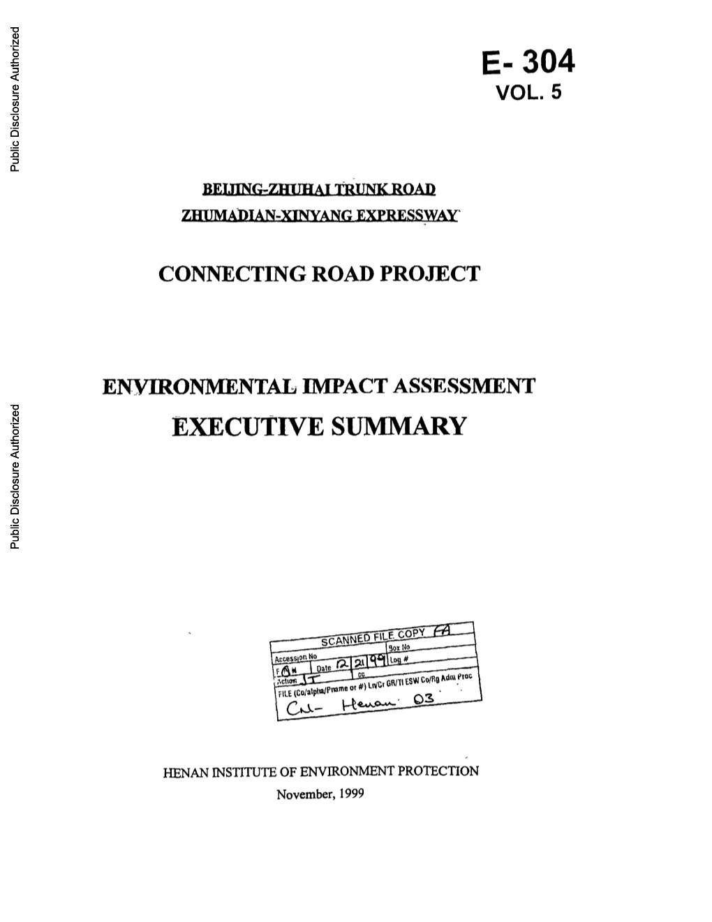 Connecting Road Project Environmental Impact Assessment