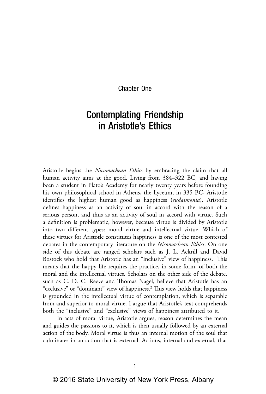 Contemplating Friendship in Aristotle's Ethics