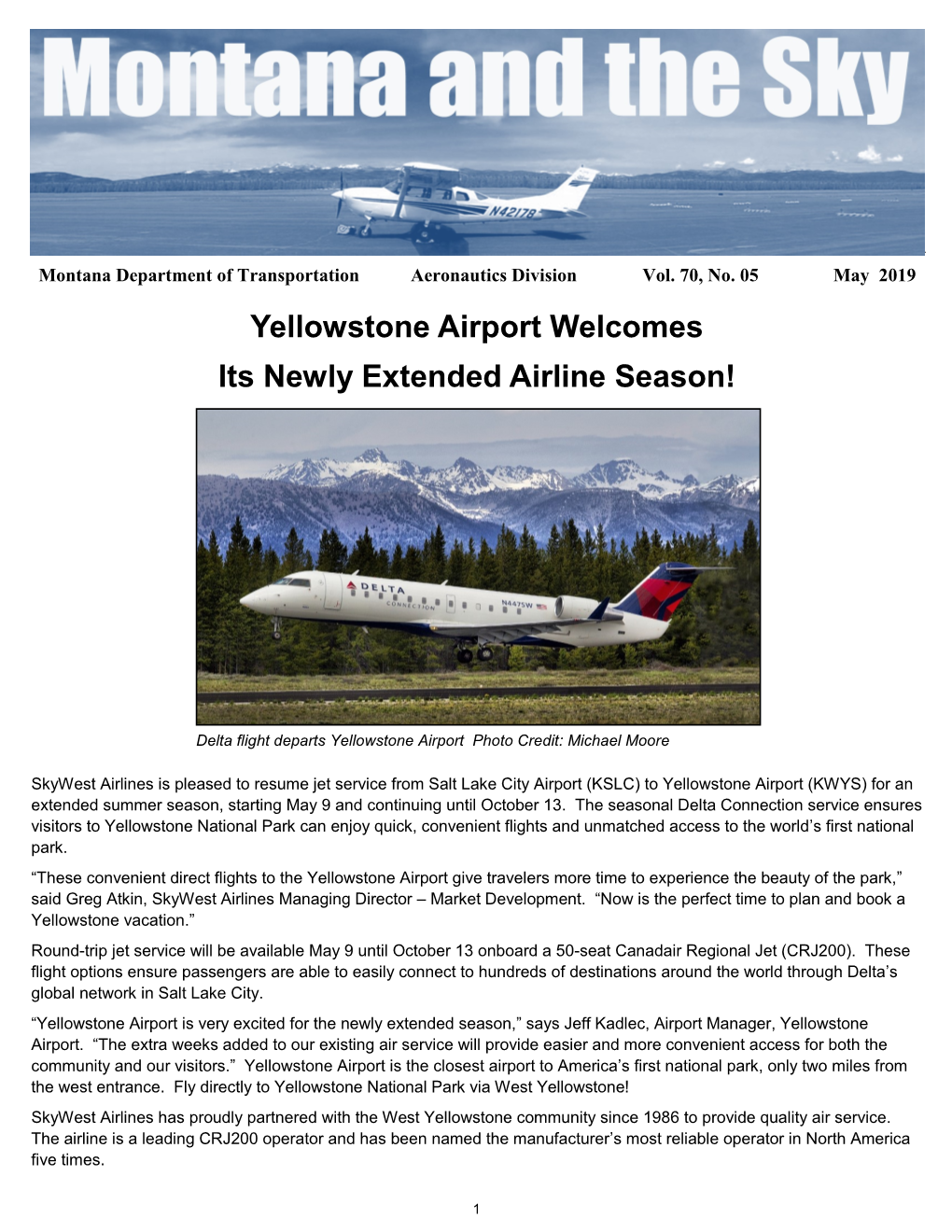 Yellowstone Airport Welcomes Its Newly Extended Airline Season!