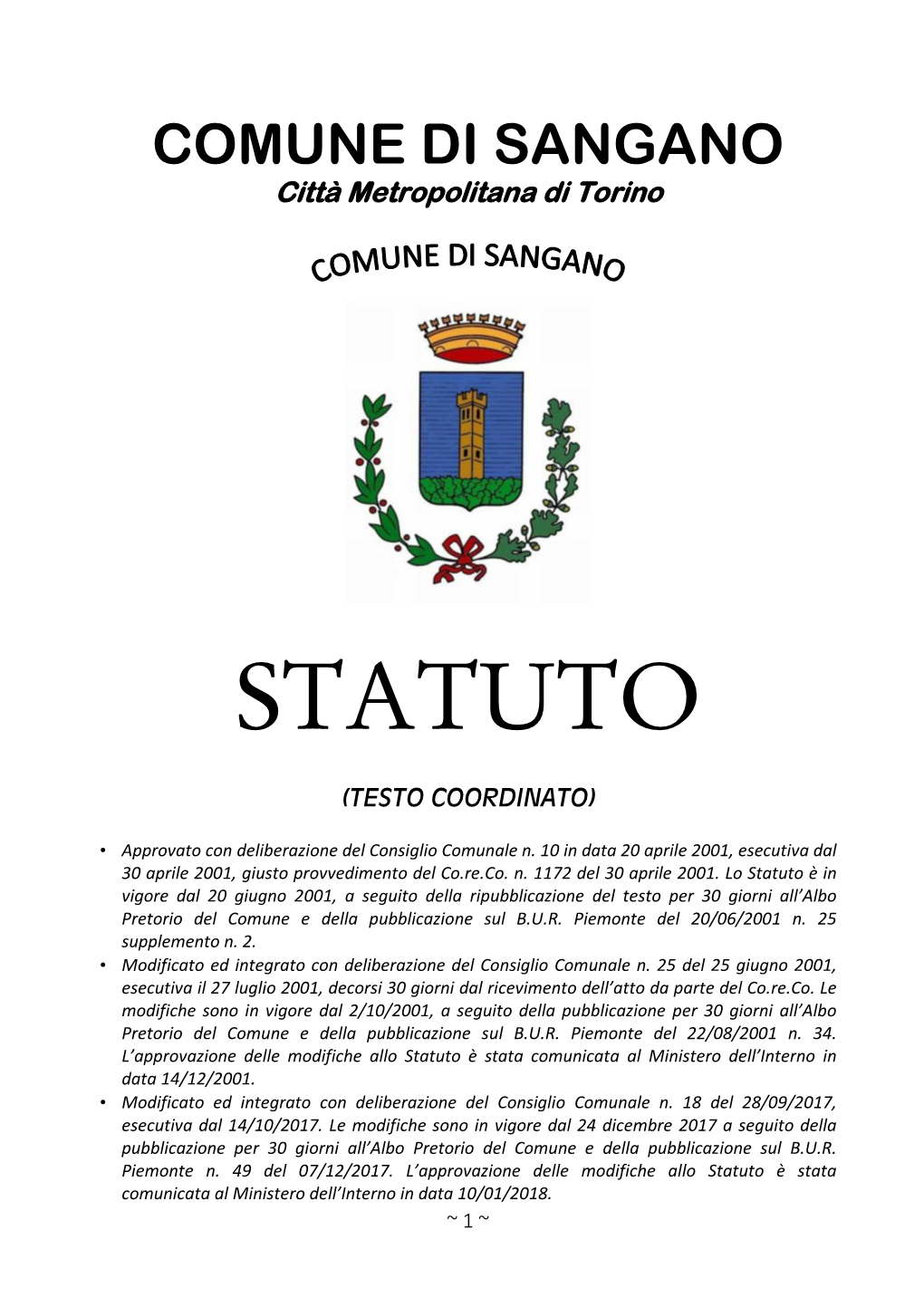 Statuto Comune Sangano