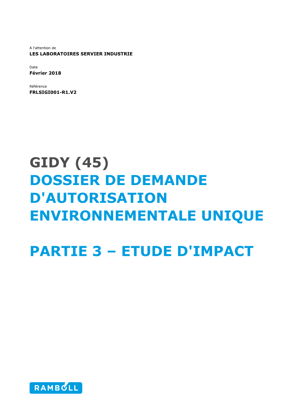 Gidy (45) Dossier De Demande D'autorisation Environnementale Unique