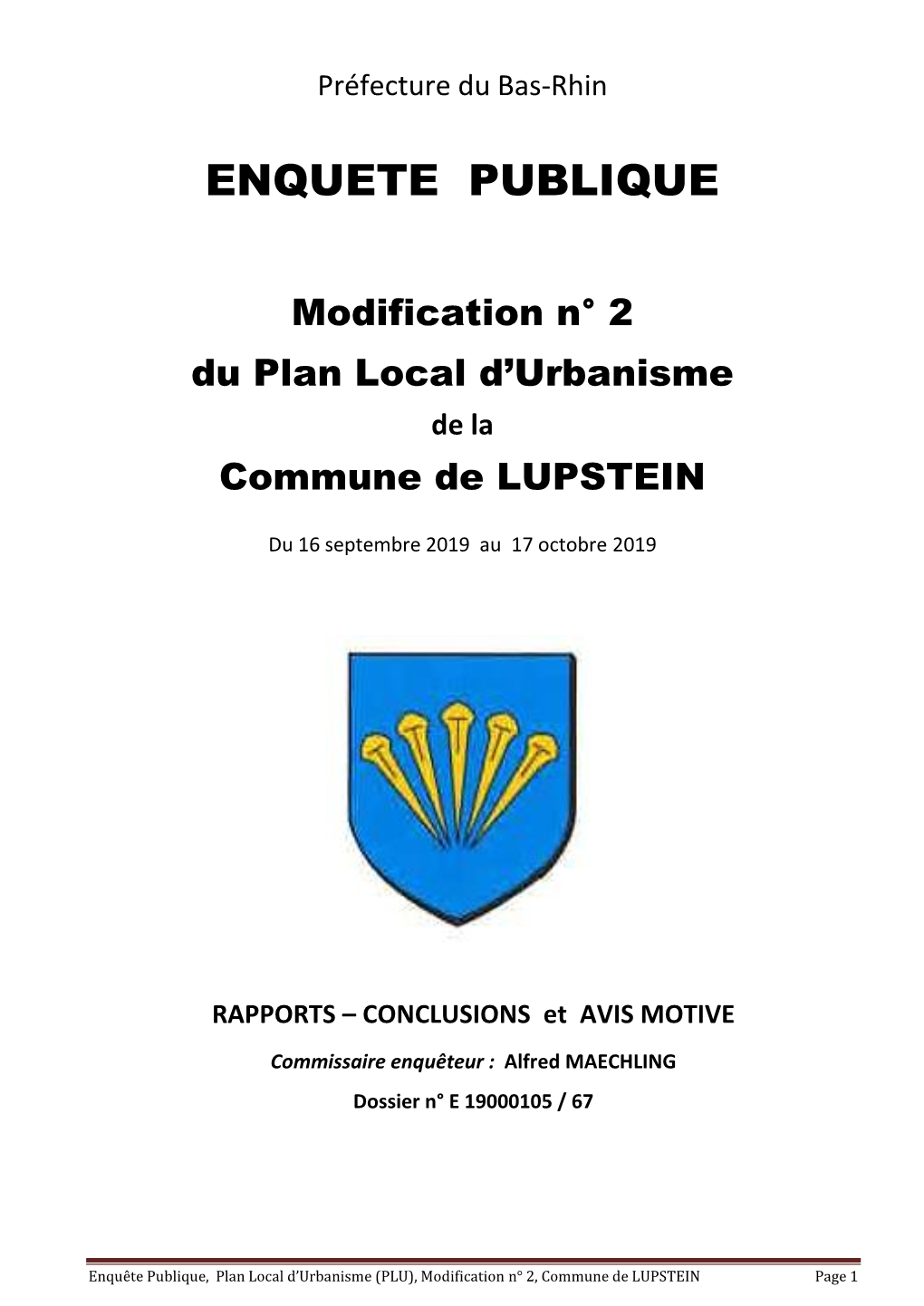 Rapport Du Commissaire Enquêteur