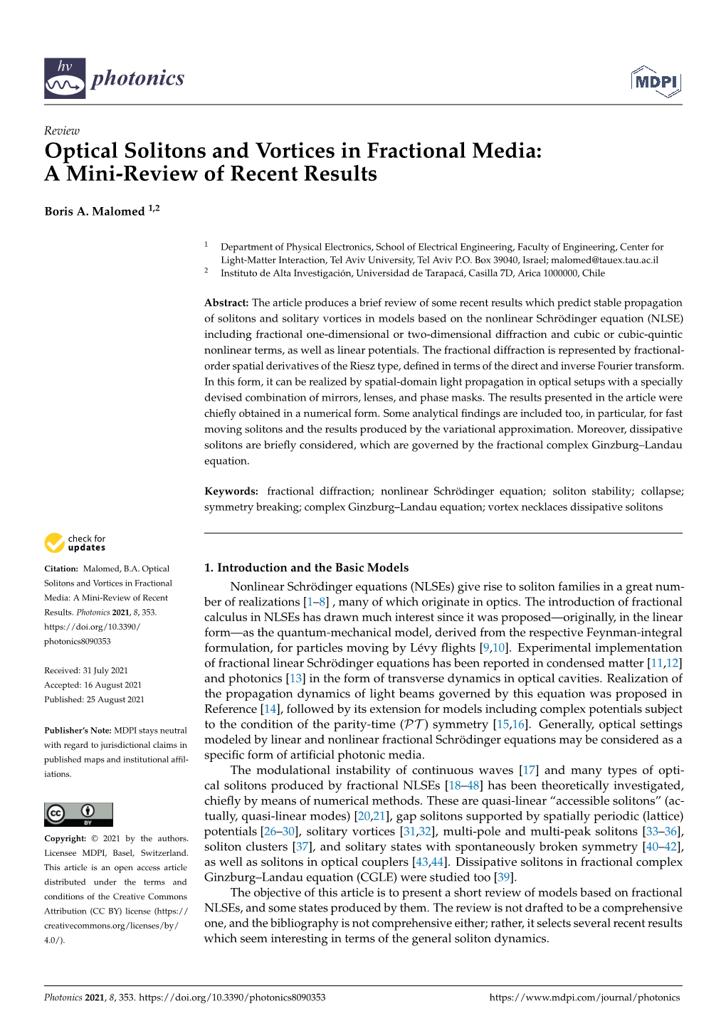 Optical Solitons and Vortices in Fractional Media: a Mini-Review of Recent Results