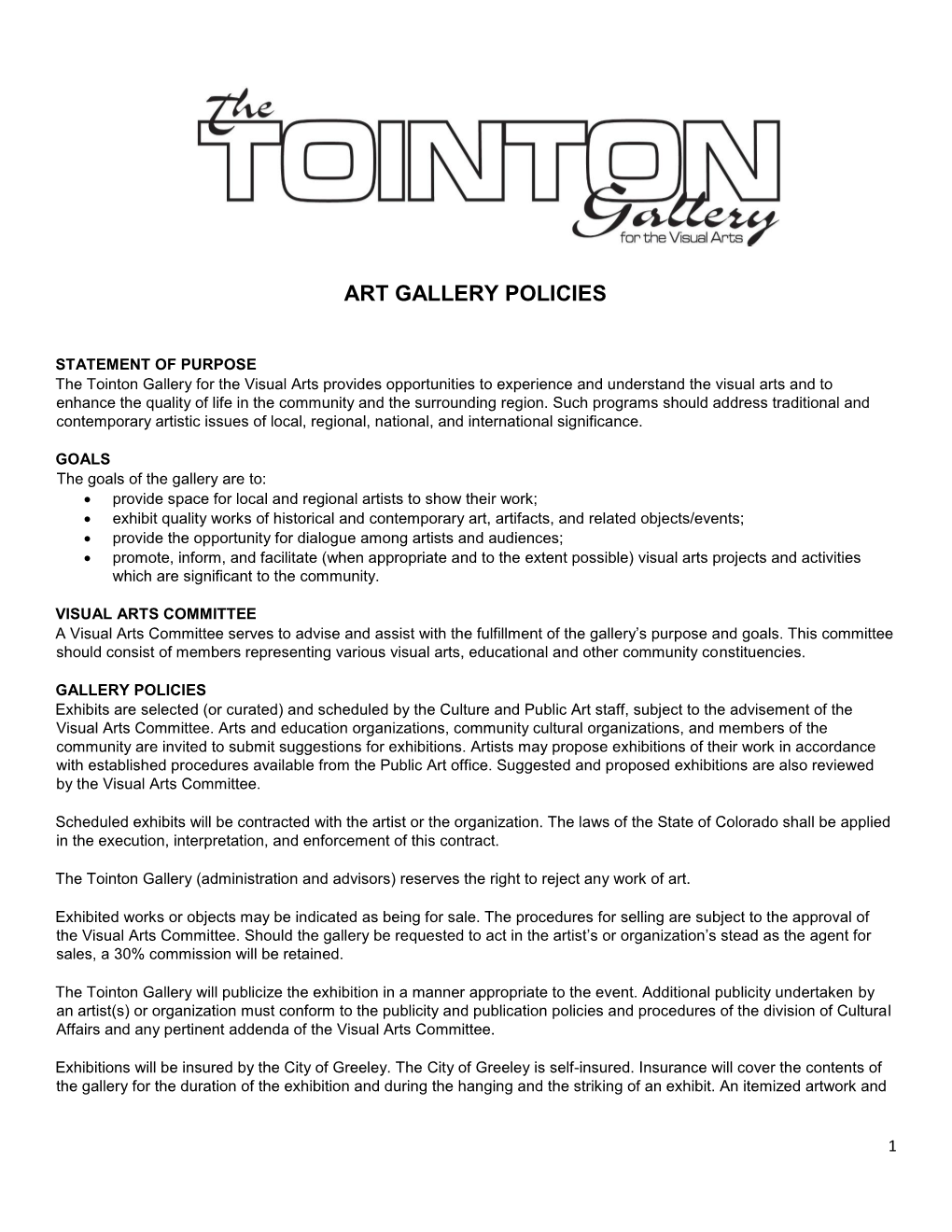 Art Gallery Policies