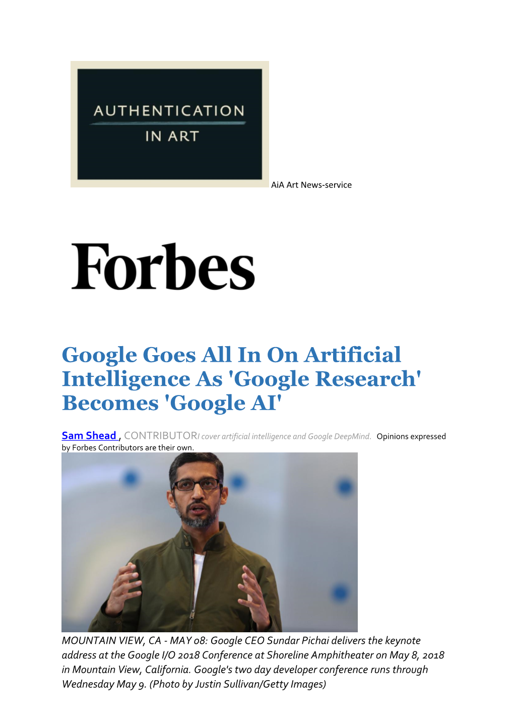 Google Goes All in on Artificial Intelligence As 'Google Research' Becomes 'Google AI'