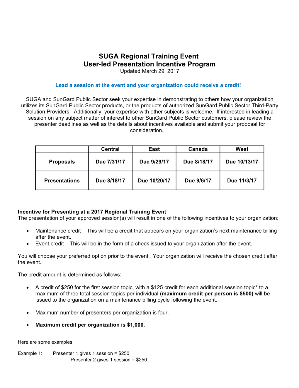 SUGA Regional Training Event