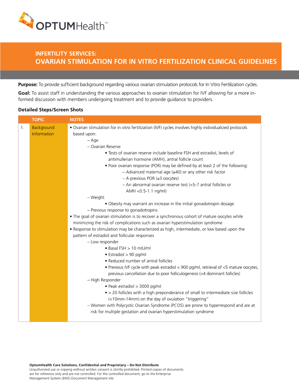 Ovarian Stimulation for in Vitro Fertilization Clinical Guidelines