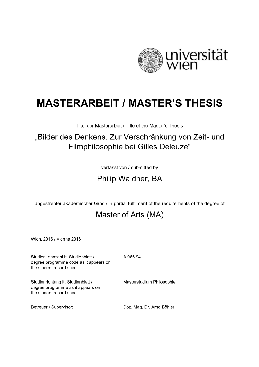 Masterarbeit / Master's Thesis