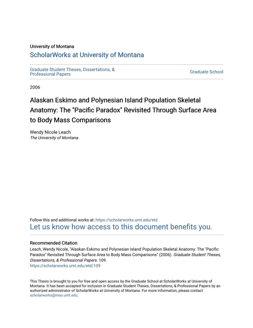 Alaskan Eskimo and Polynesian Island Population Skeletal Anatomy: the 