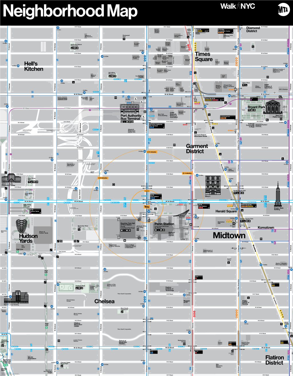 34 St Penn Station Angel 499 401 399 301 299 201 7 199 101 99 1 Map © City of New York