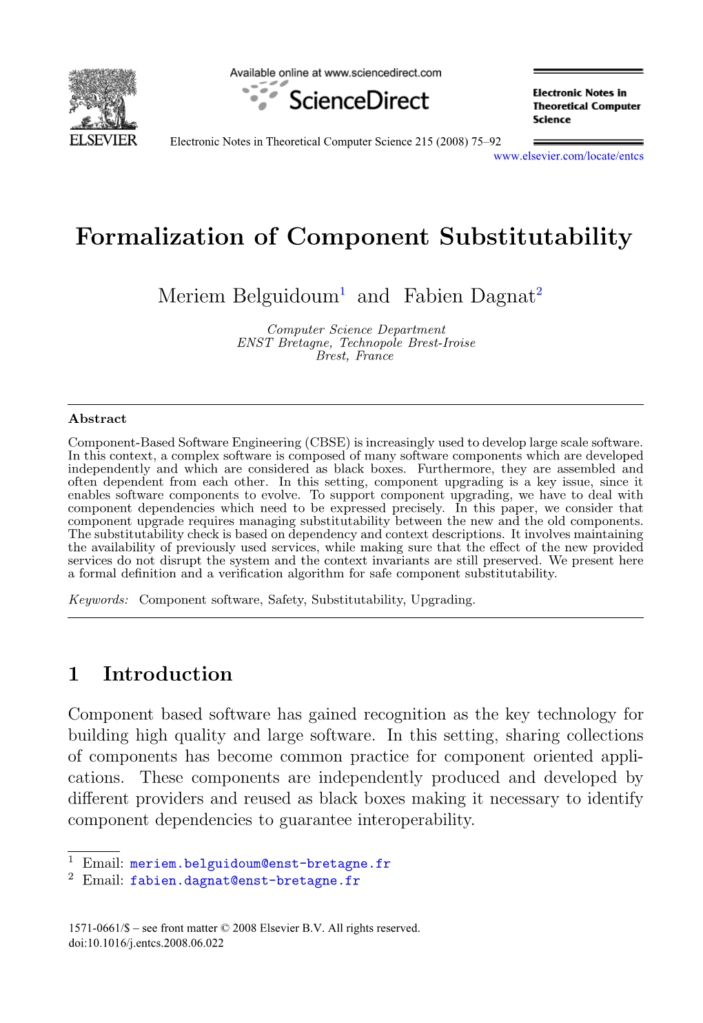 Formalization of Component Substitutability