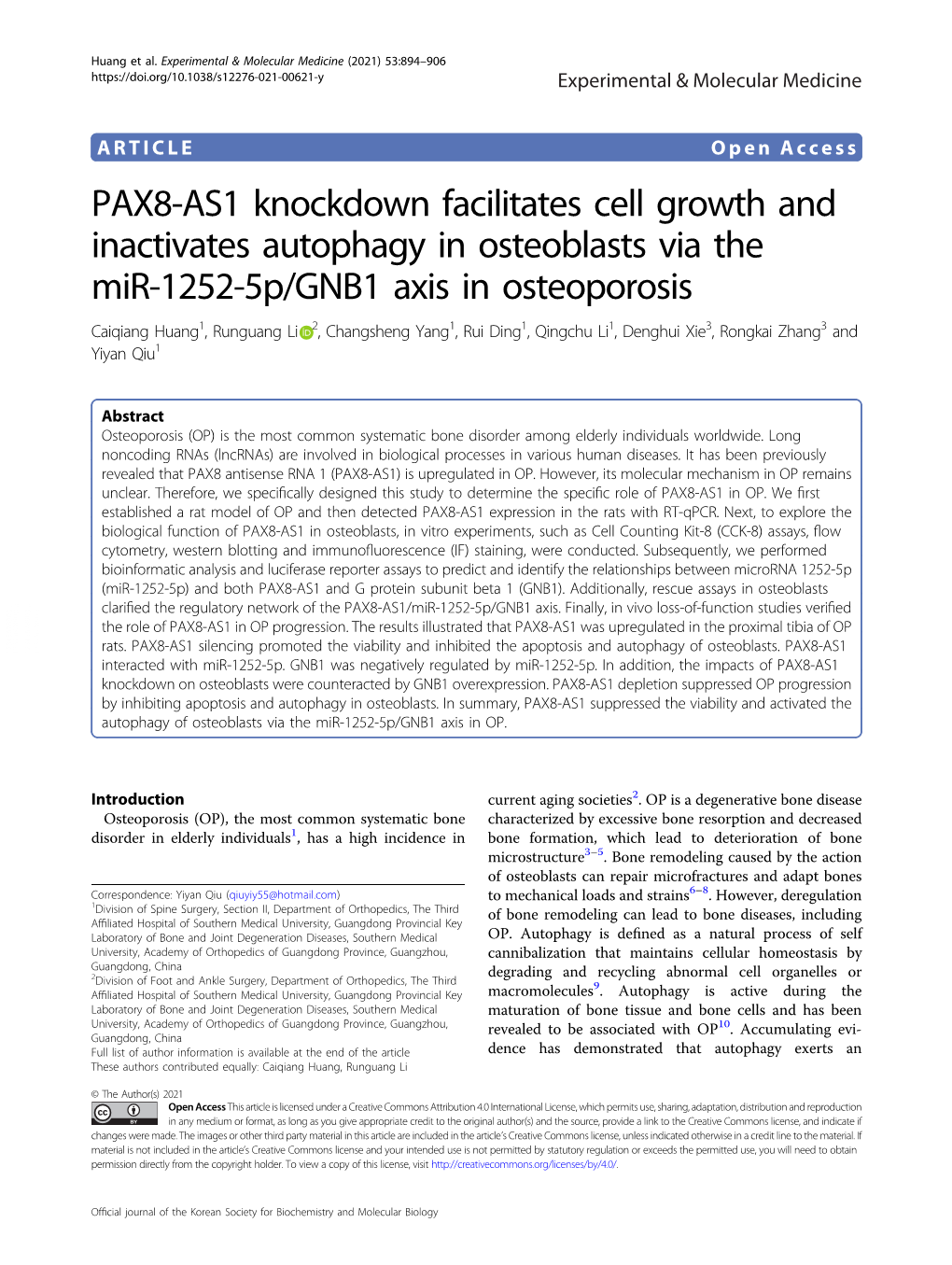 PAX8-AS1 Knockdown Facilitates Cell Growth and Inactivates Autophagy