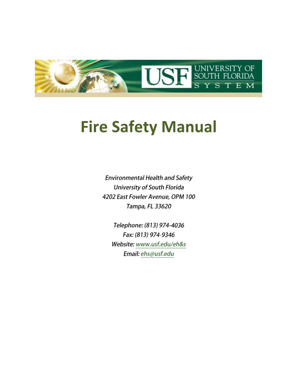 Usf Fire Safety Manual