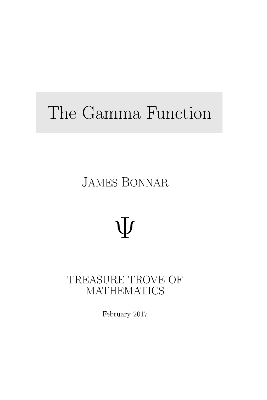 The Gamma Function