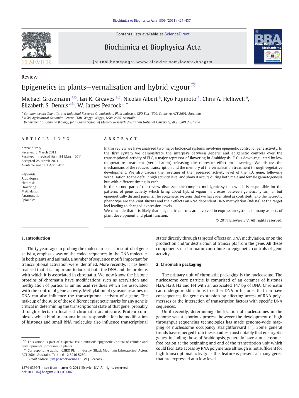 Epigenetics in Plants—Vernalisation and Hybrid Vigour☆