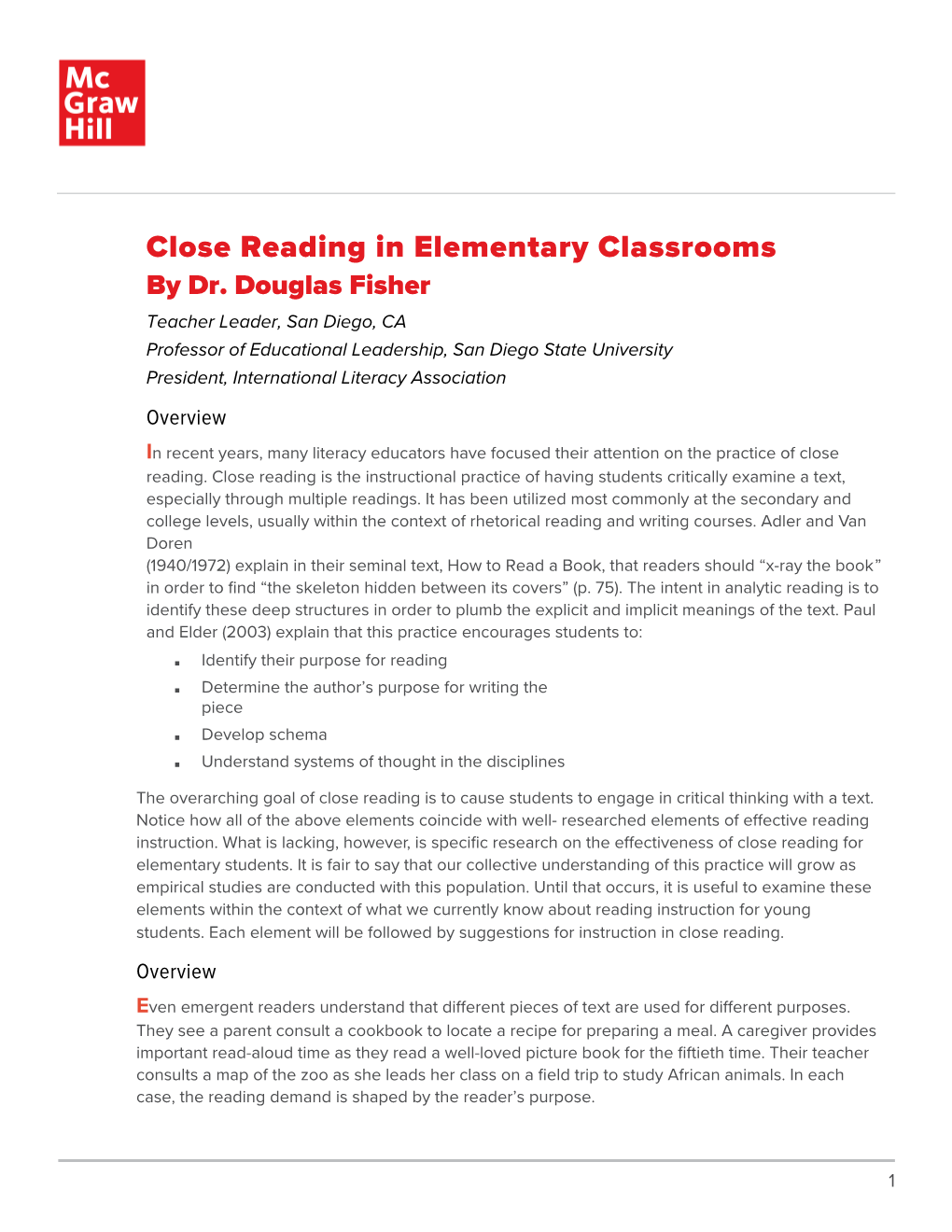 Close Reading in Elementary Classrooms by Dr