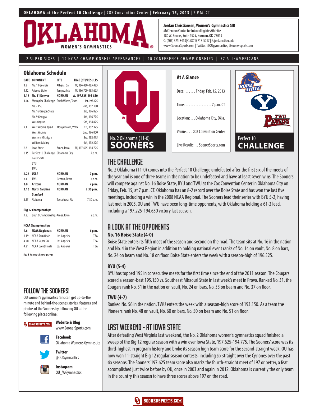 Soonersports.Com | Twitter: @Ougymnastics, @Soonersportscom