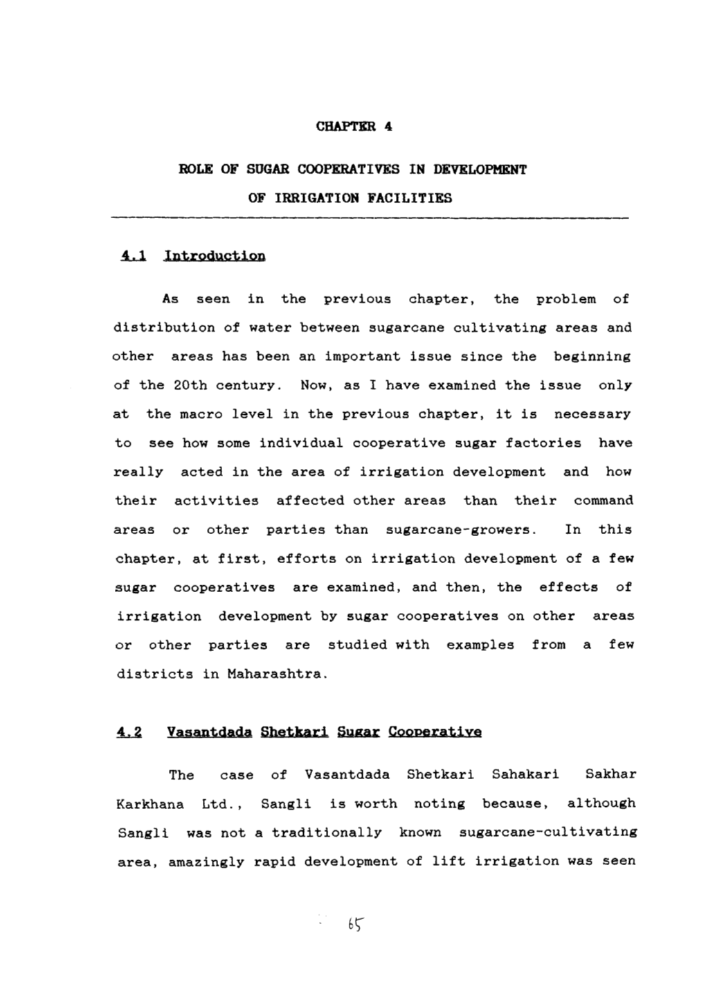 Chapter 4 Sole of Sugar Cooperatives In