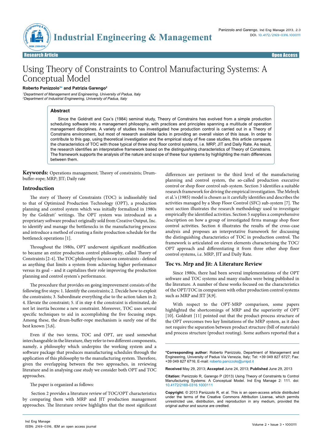 Using Theory of Constraints to Control Manufacturing Systems
