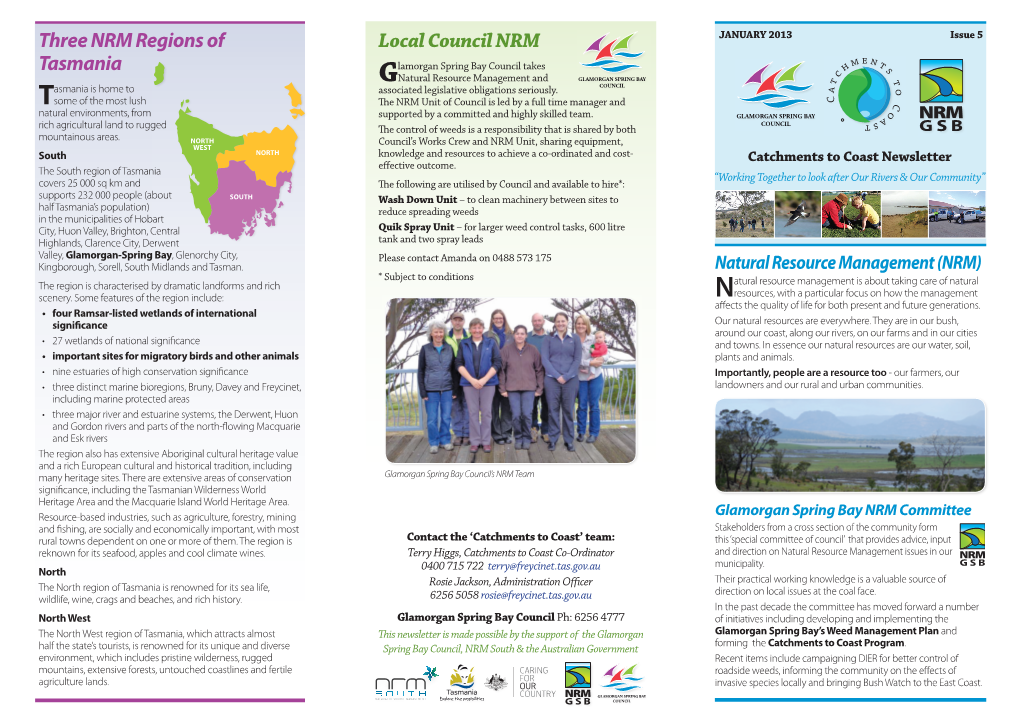 Three NRM Regions of Tasmania Local Council
