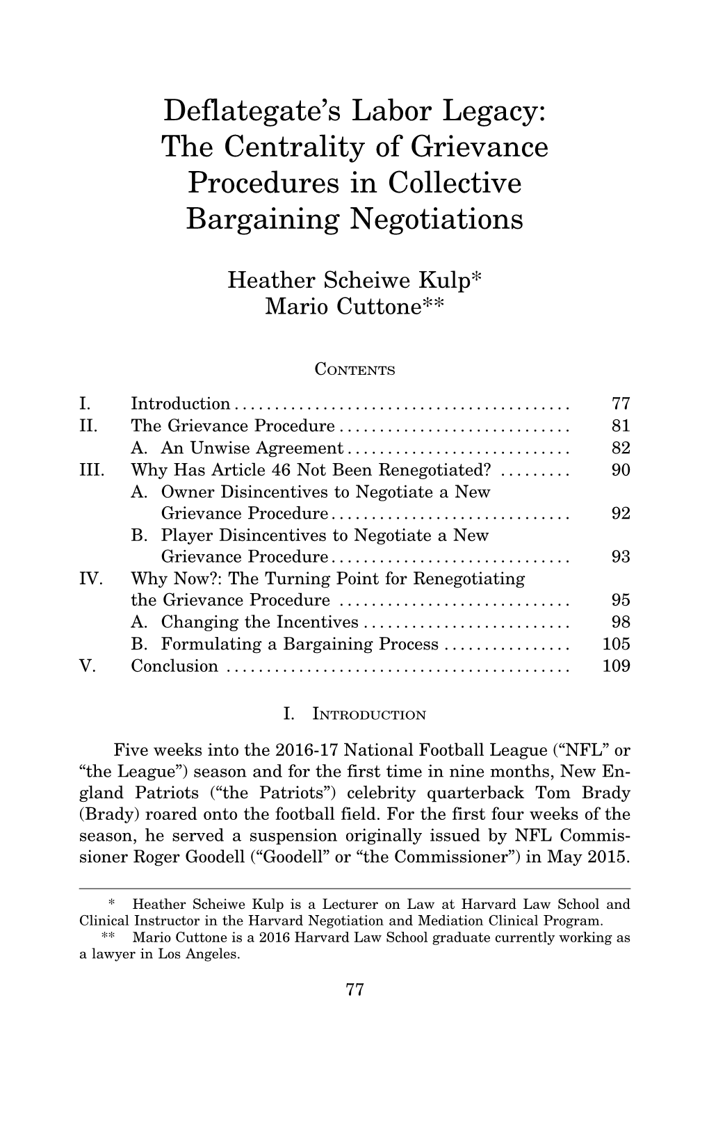 Deflategate's Labor Legacy: the Centrality of Grievance Procedures