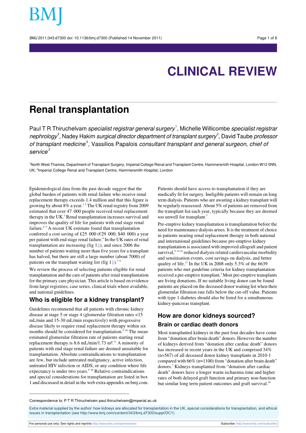 Renal Transplantation