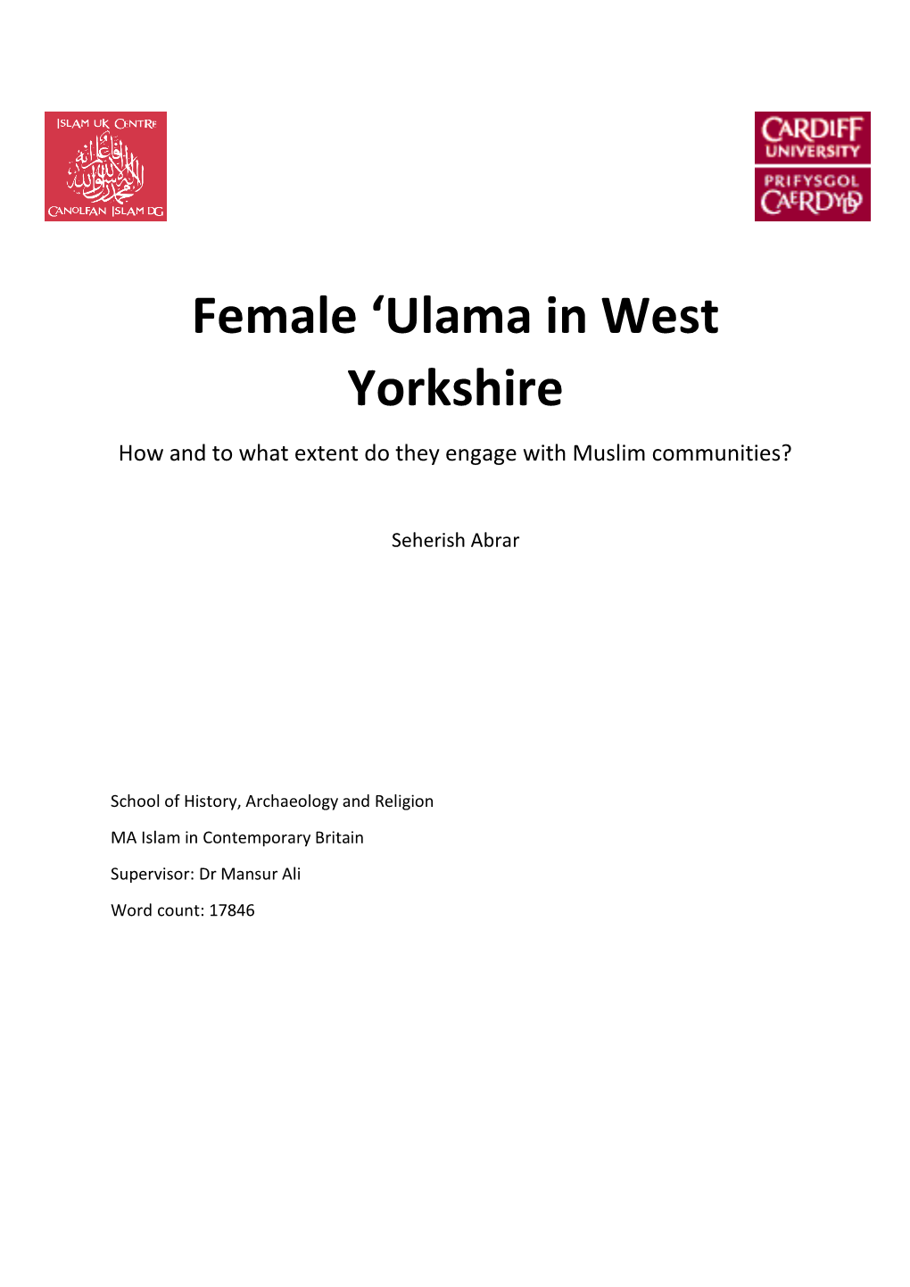 Female 'Ulama in West Yorkshire