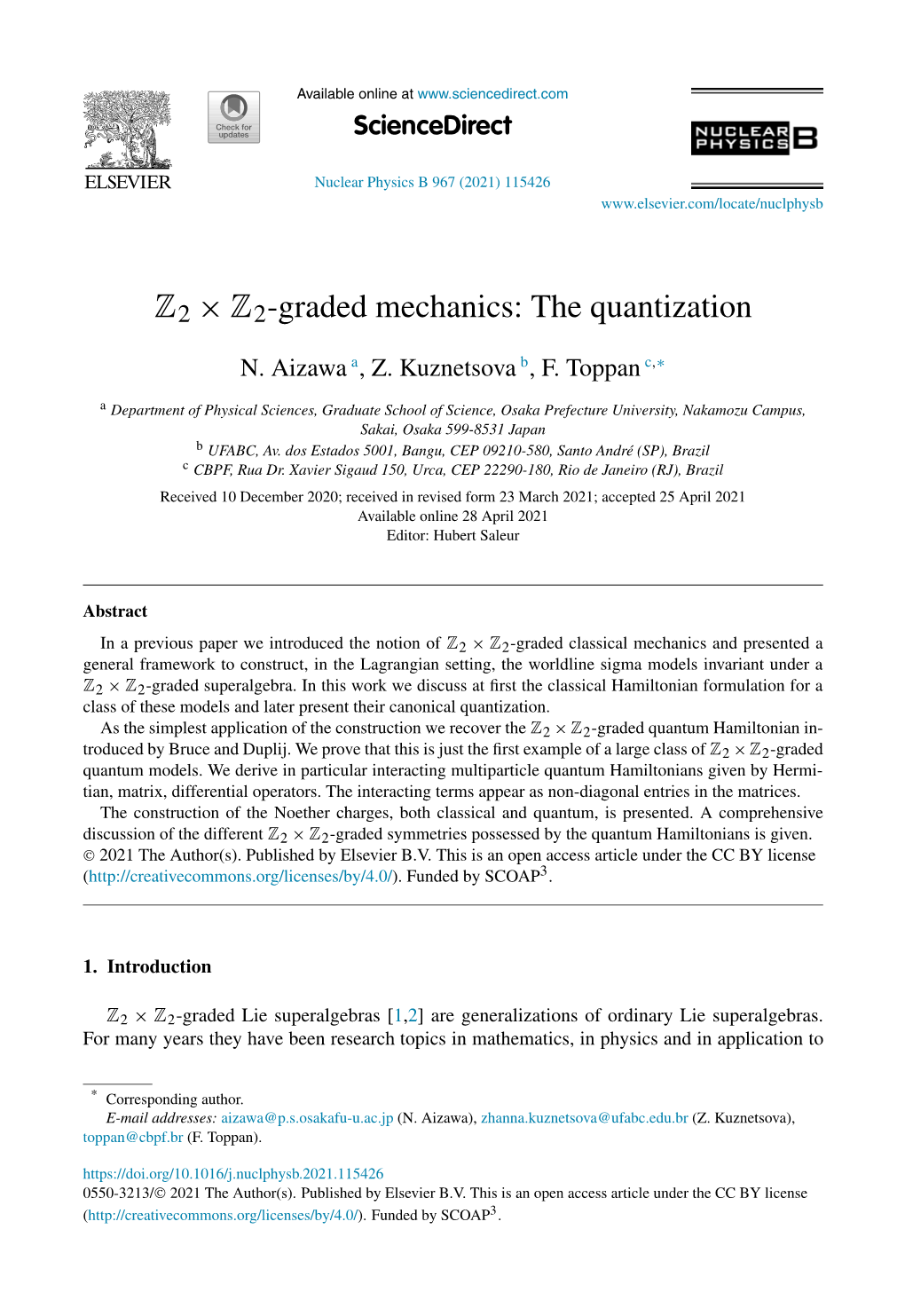 ℤ2×ℤ2-Graded Mechanics