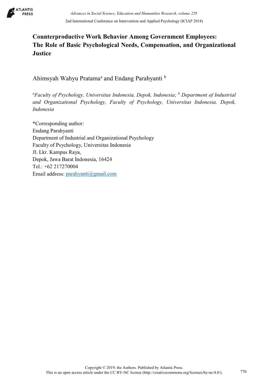 Counterproductive Work Behavior Among Government Employees: the Role of Basic Psychological Needs, Compensation, and Organizational Justice