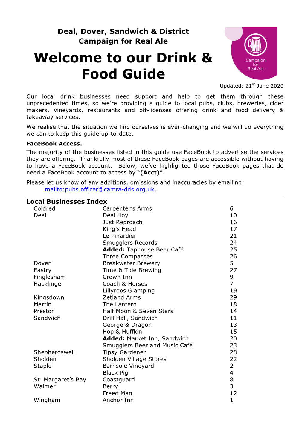 Welcome to Our Drink & Food Guide