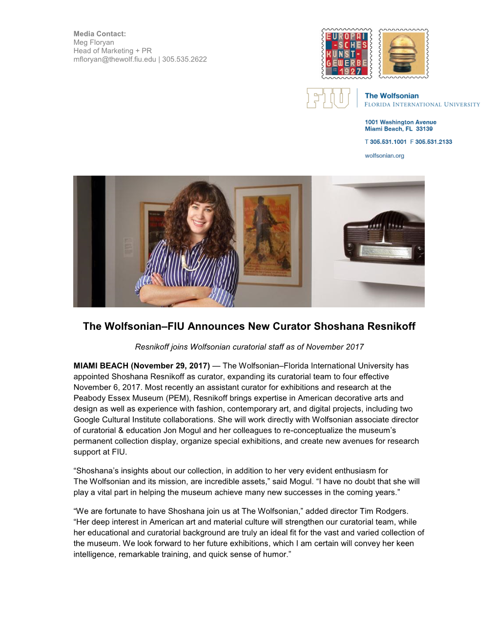 The Wolfsonian–FIU Announces New Curator Shoshana Resnikoff