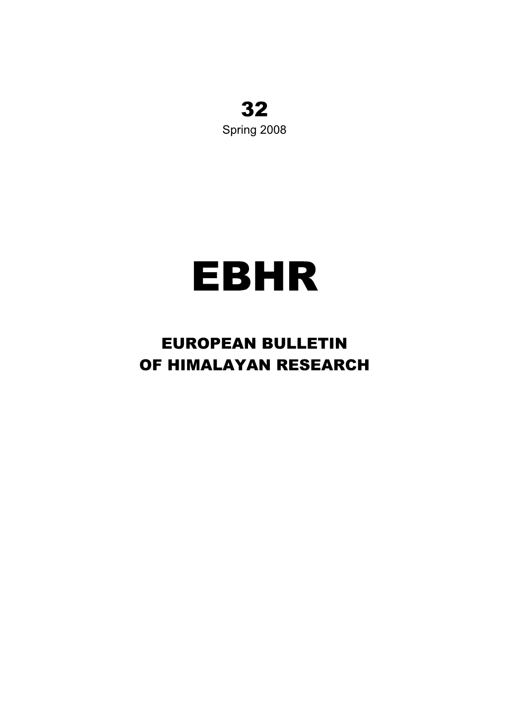 European Bulletin of Himalayan Research