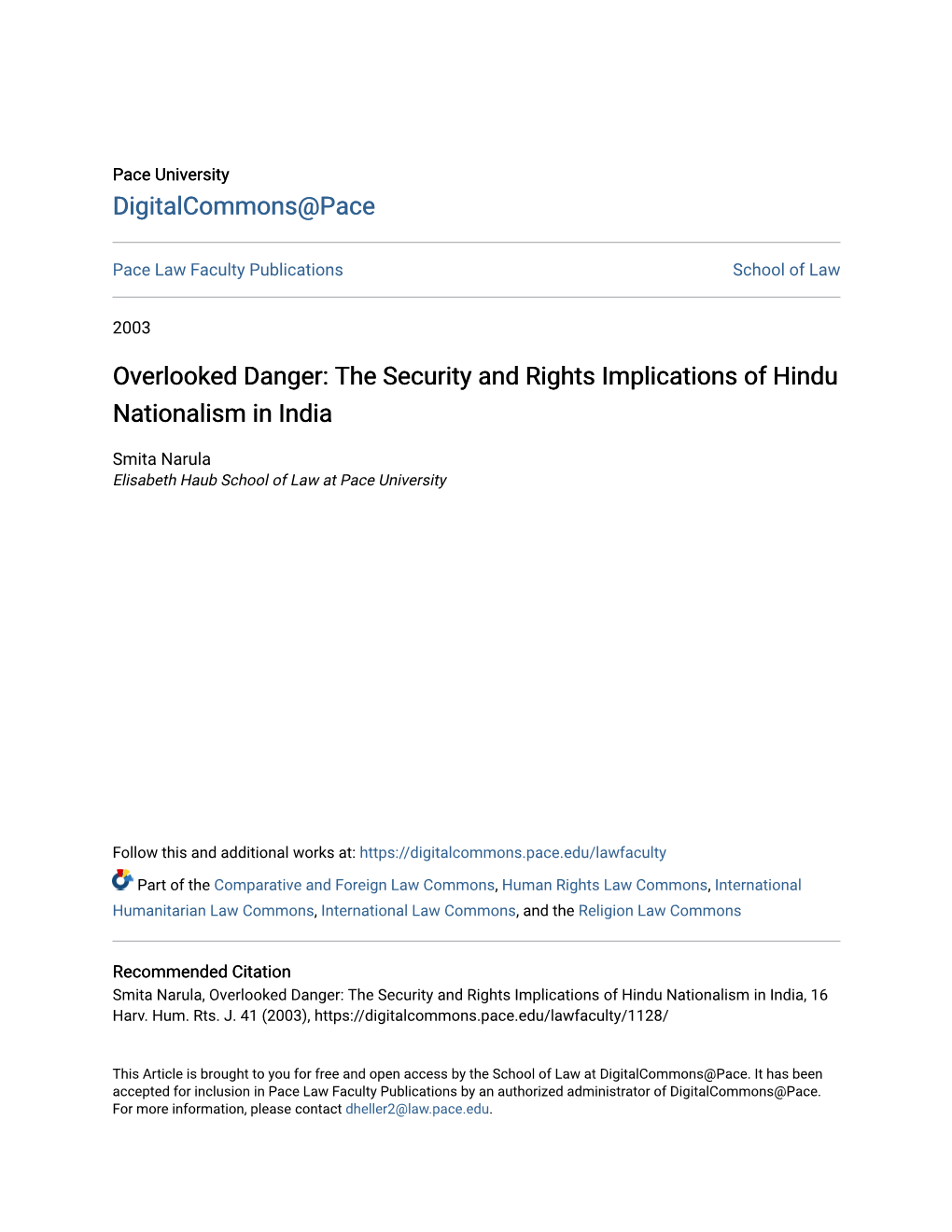 The Security and Rights Implications of Hindu Nationalism in India