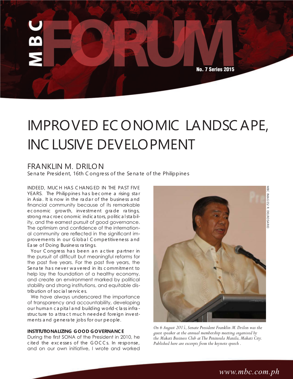 Improved Economic Landscape, Inclusive Development