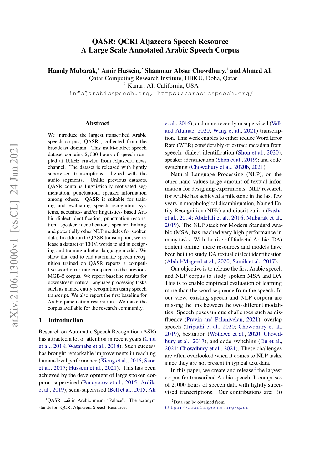 QASR: QCRI Aljazeera Speech Resource--A Large Scale Annotated Arabic Speech Corpus