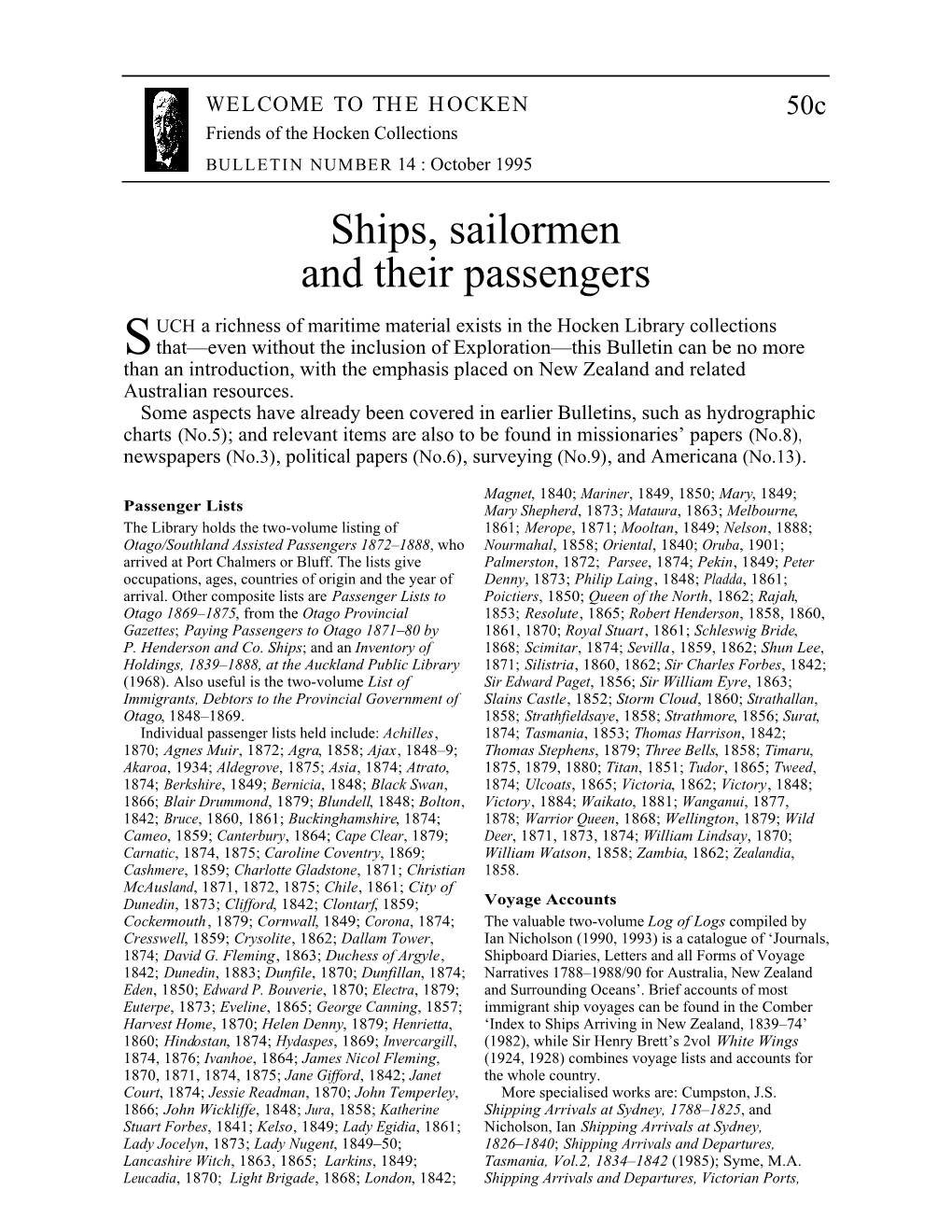 Ships, Sailormen and Their Passengers