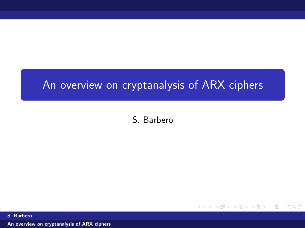 An Overview on Cryptanalysis of ARX Ciphers