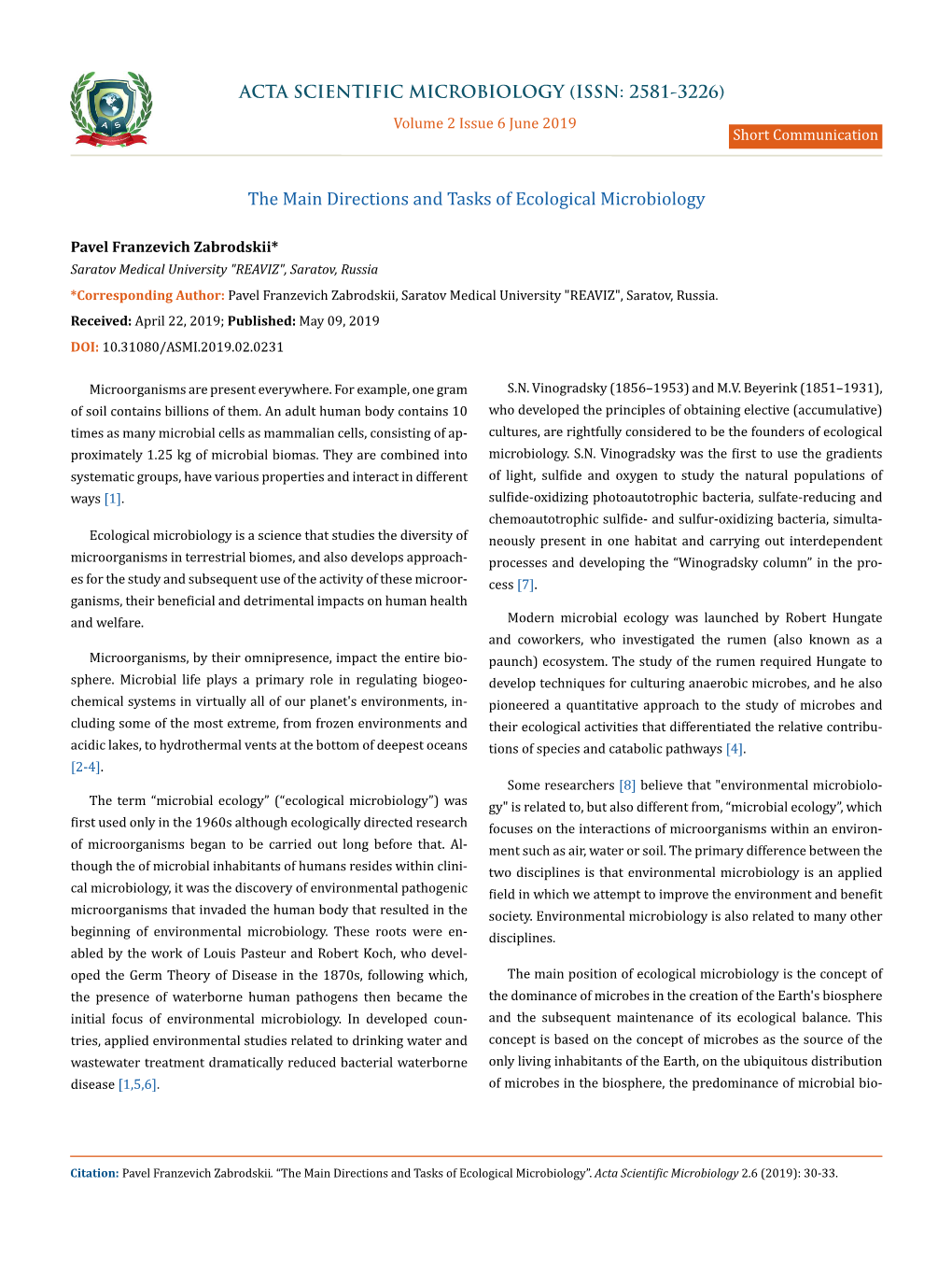 The Main Directions and Tasks of Ecological Microbiology