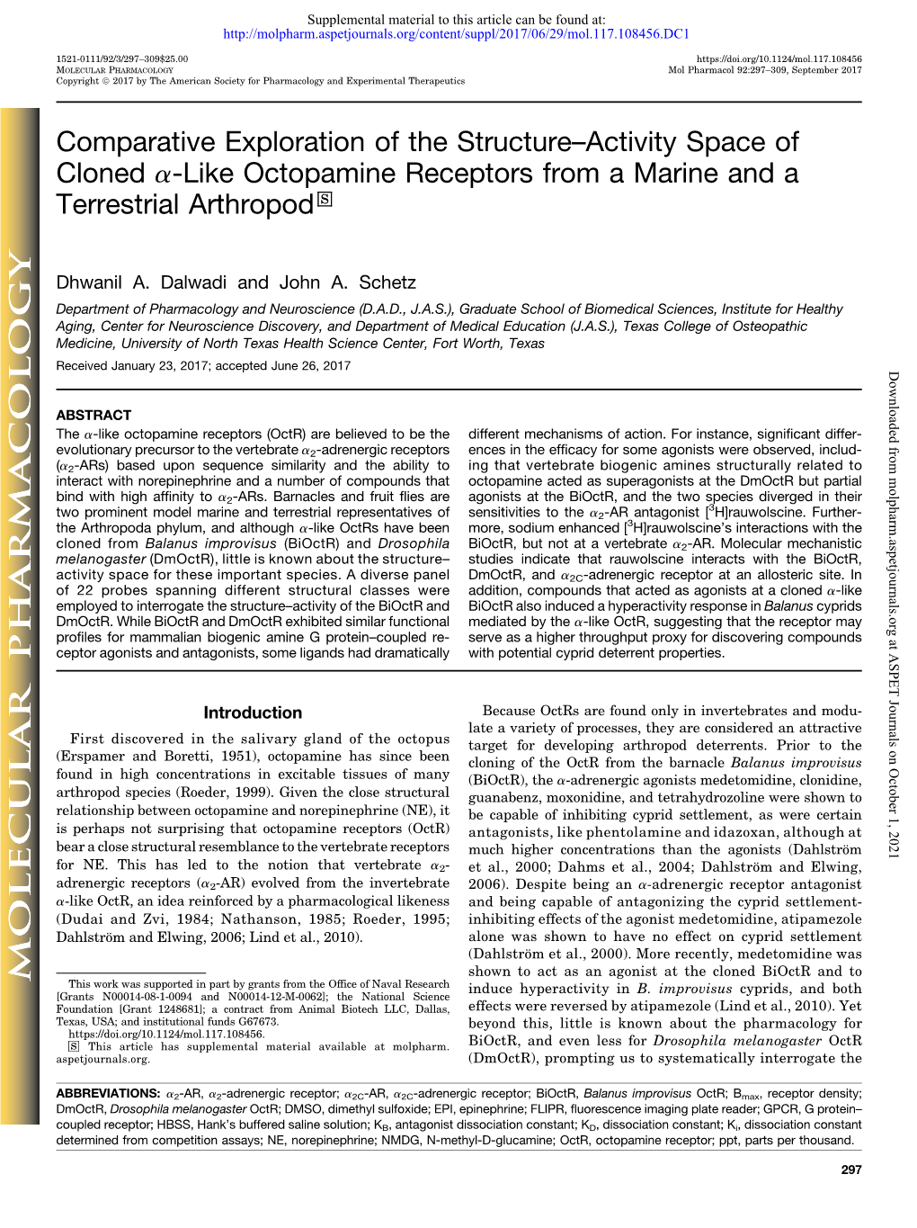 Comparative Exploration of the Structure–Activity Space of Cloned A-Like Octopamine Receptors from a Marine and a Terrestrial Arthropod S