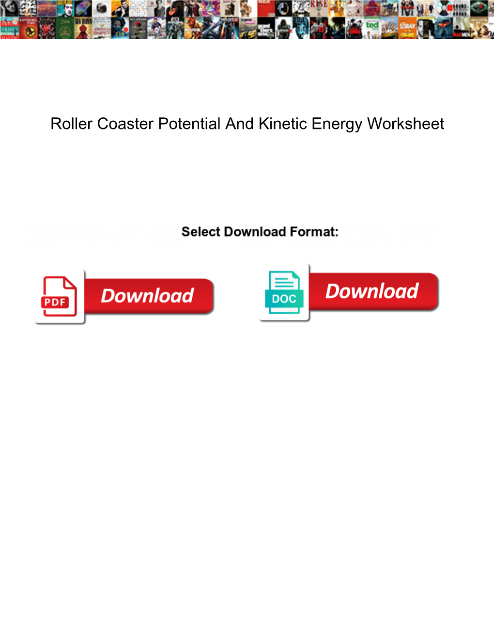 Roller Coaster Potential and Kinetic Energy Worksheet