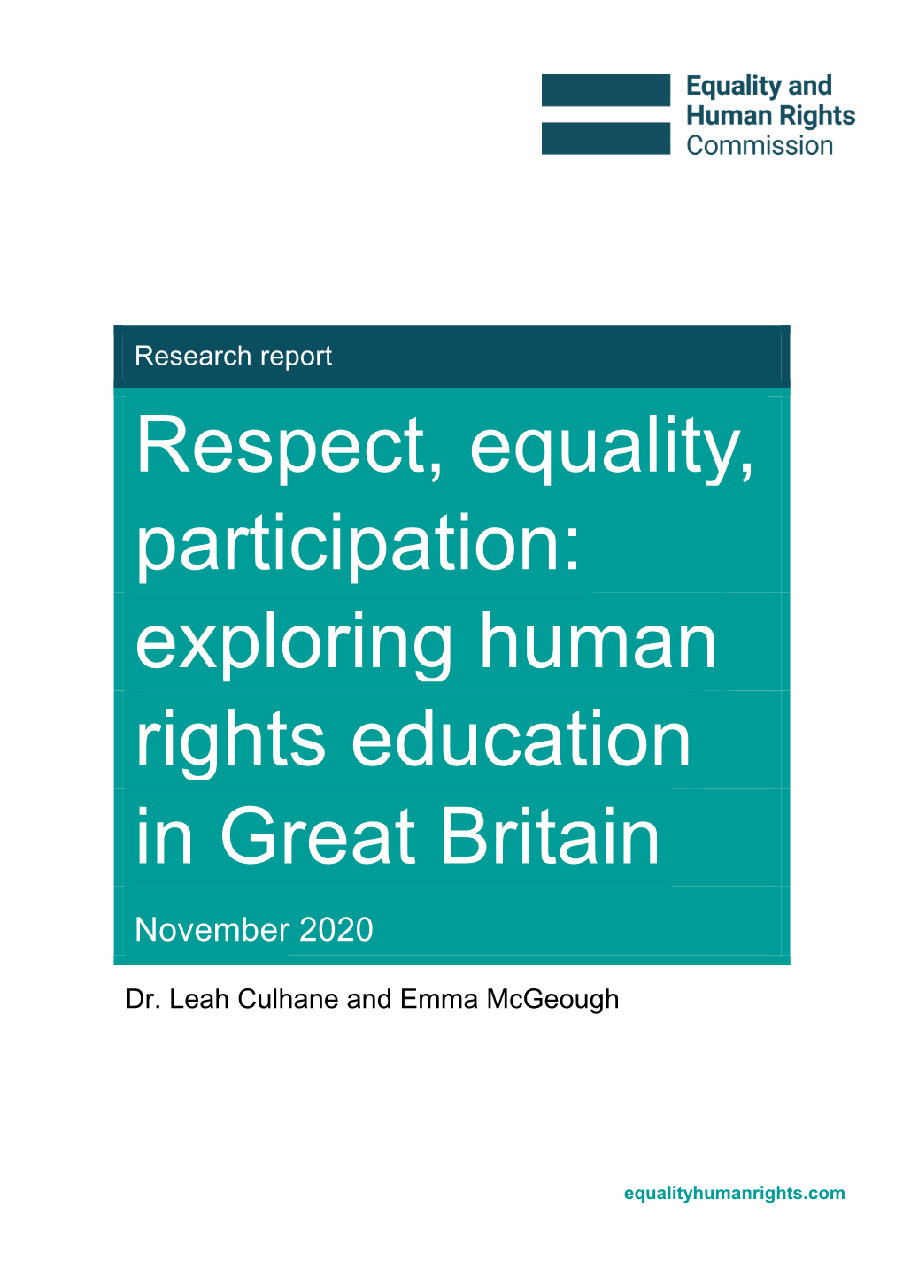 Respect, Equality, Participation: Exploring Human Rights Education in Great Britain November 2020