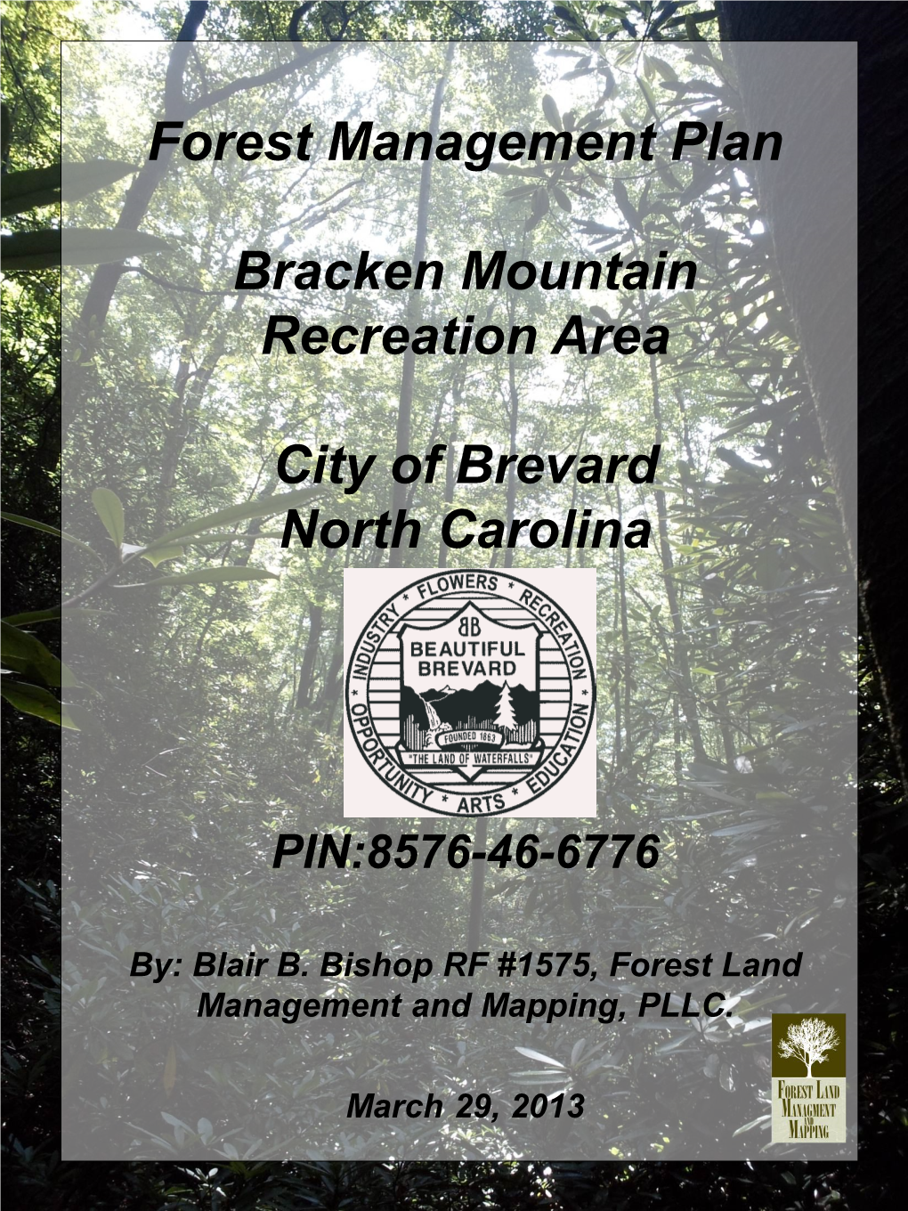 Forest Management Plan Bracken Mountain Recreation Area City Of