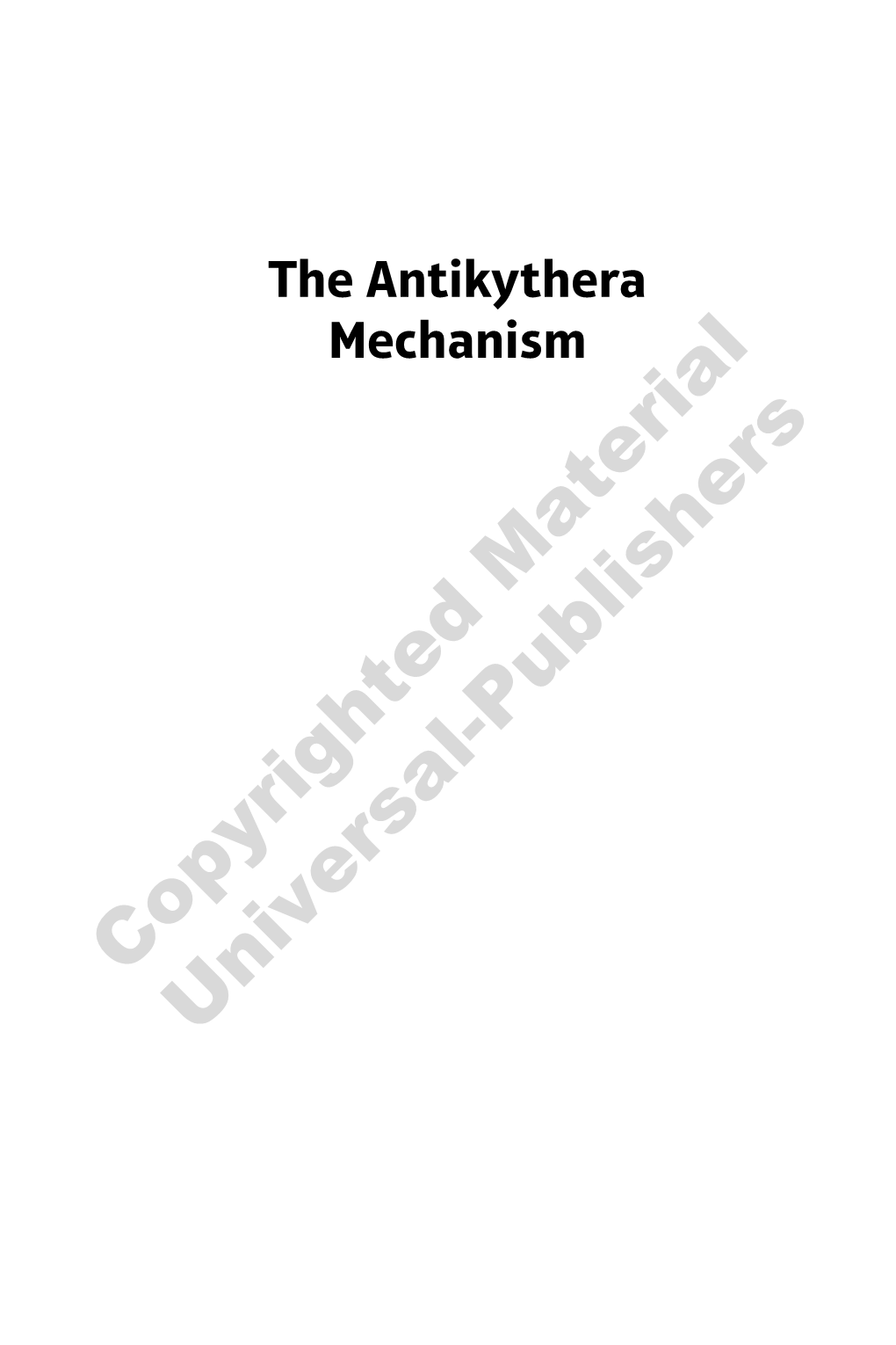 The Antikythera Mechanism