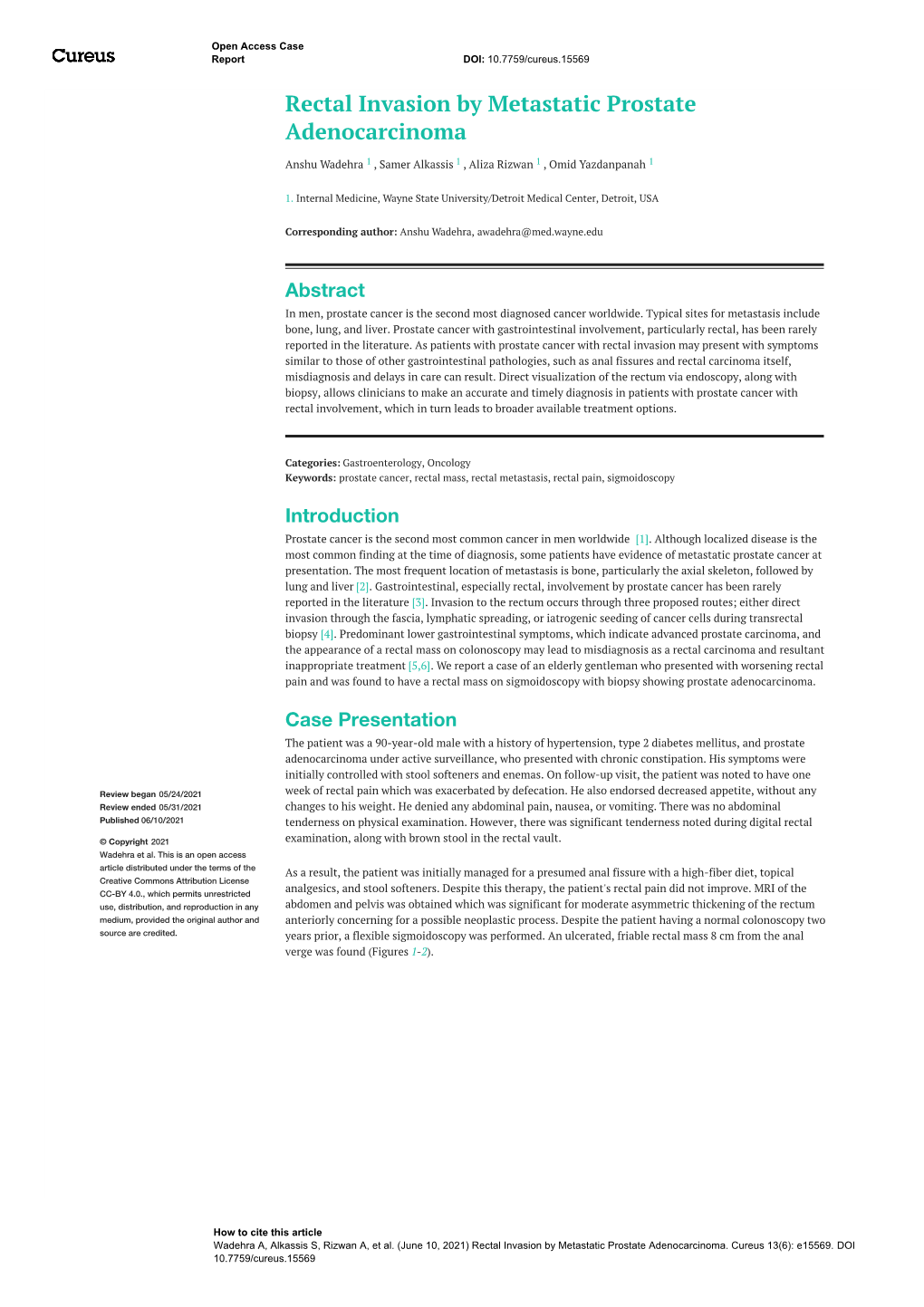 Rectal Invasion by Metastatic Prostate Adenocarcinoma